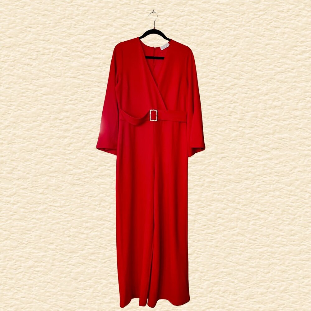 QUIZ Red Belted Jumpsuit (Size 12)